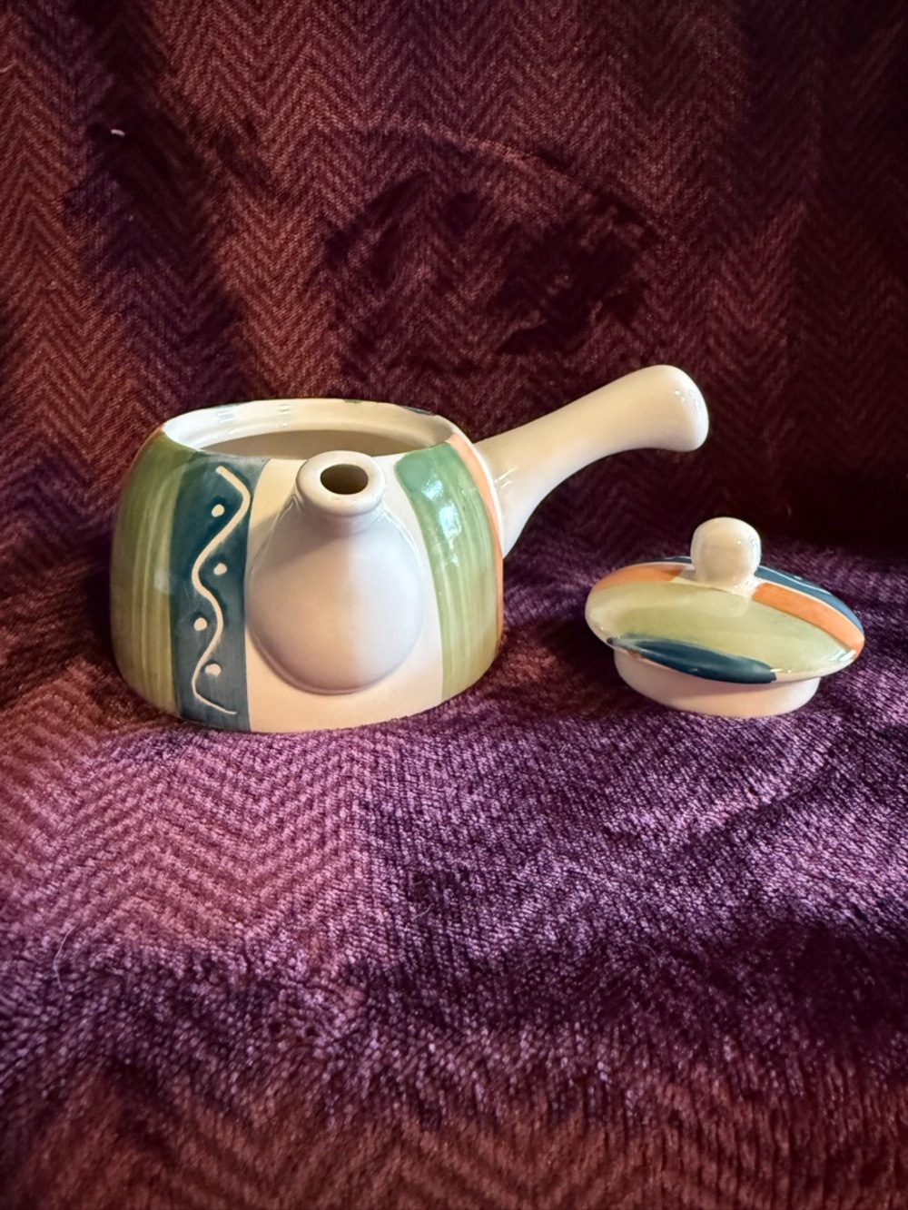 Ceramic Teapot with Colorful Stripes